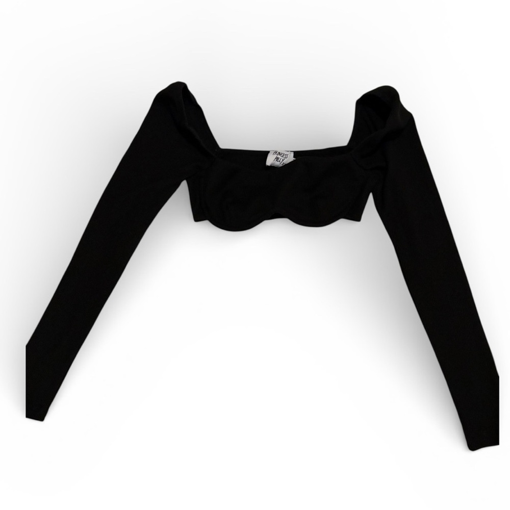 Princess Polly Black Ribbed Crop Top